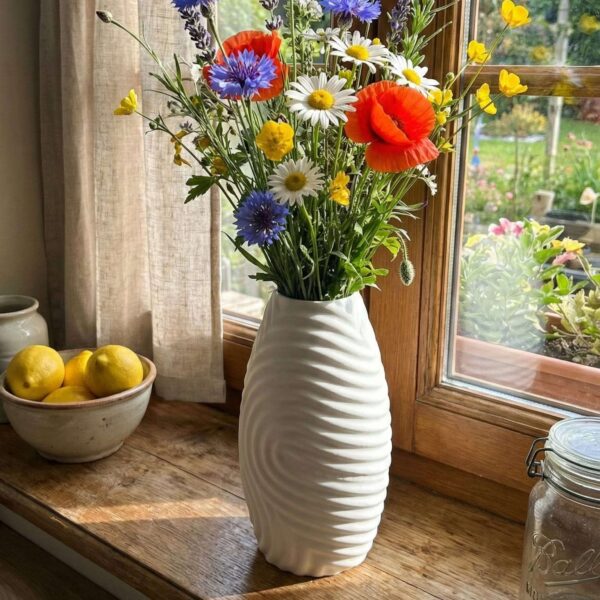 BioVase Tacta garni de coquelicots et marguerites