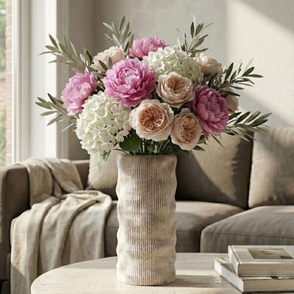BioVase Argila Lamina garni de pivoines